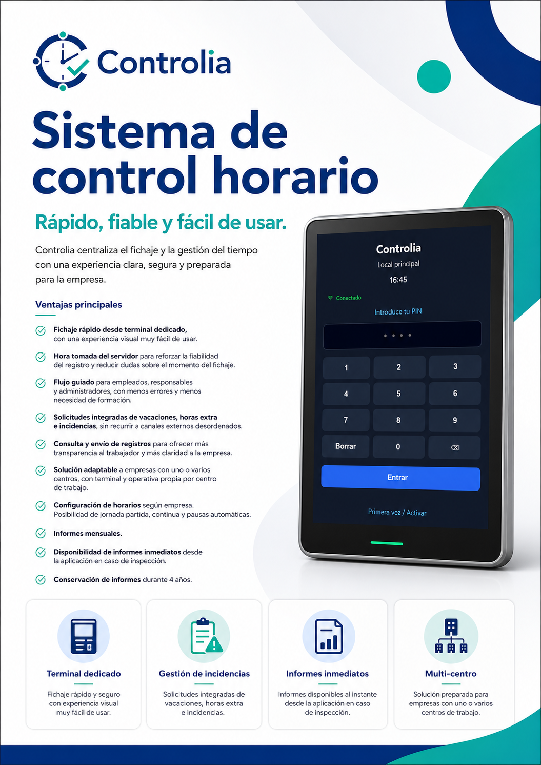 Sistema de control horario para empresas en Ferrol
